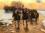 Return From Calvary Paintings - The Happy Return by Alfred von Kowalski Wierusz